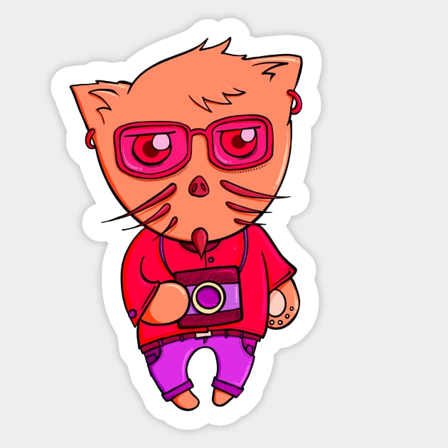 Hipster Cat Sticker by TKDoodle